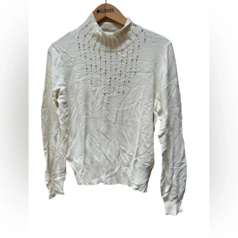 NWT Rena Rowan Beaded Cream Sweater‎
